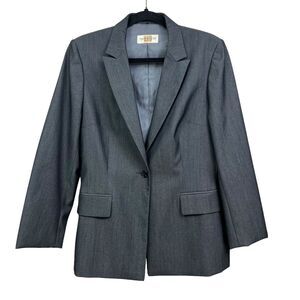 Tintoretto Womens Wool Blazer Single Button Double‎ Vented Lined Gray Size 32